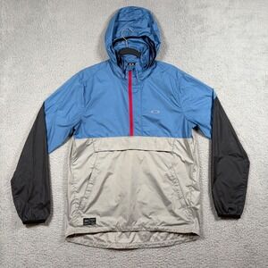 Oakley Colorblock Hooded Jacket Men's M Lightweight Pullover Windbreaker 1/2 Zip